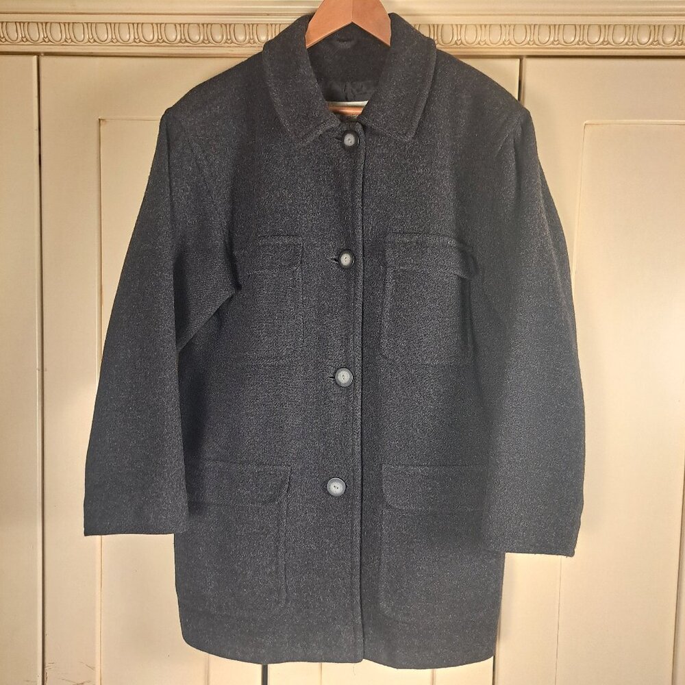 Eddie Bauer Vintage Gray Wool Blend Chore Barn Jacket Size Medium